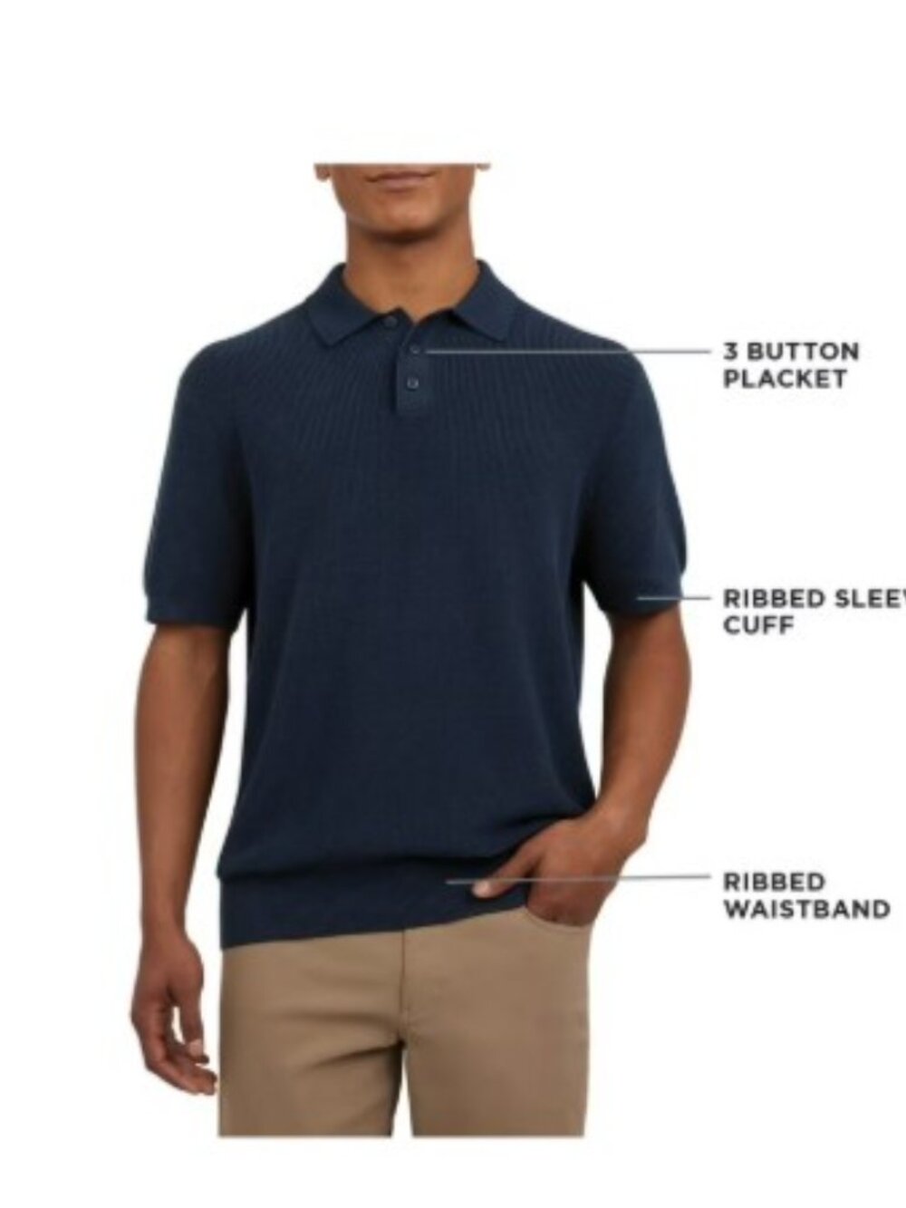DKNY Men's Sweater Polo Navy Size XL